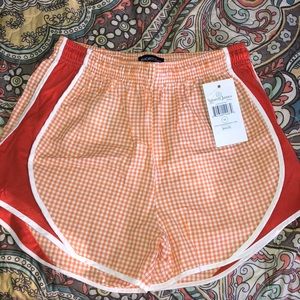 Checkered Orange Lauren James Shorties!
